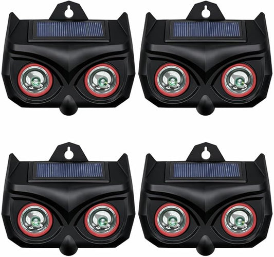 4 Pack Solar Nocturnal Animal Repeller, Deer Squirrel Repellent Outdoor Devices with Red Lights, Waterproof Wild Nocturnal Animals, Skunk Repellent for Yard, Cat, Wolf, Coyote, Fox, Raccoon Deterrent