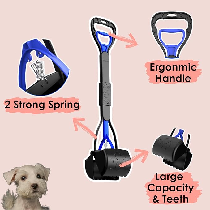 TIMINGILA Pooper Scooper 28" Long Handle Portable Pet Poop Scooper for Large and Small Dogs,High Strength Material and Durable Spring,Great for Lawns, Grass, Dirt, Gravel