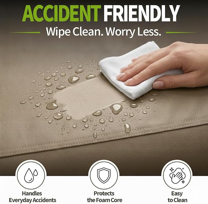 Waterproof Leather XL Dog Bed, Hair Resistant Pet Beds with Wipeable Covers, Durable Easy to Clean Vinyl Mattress