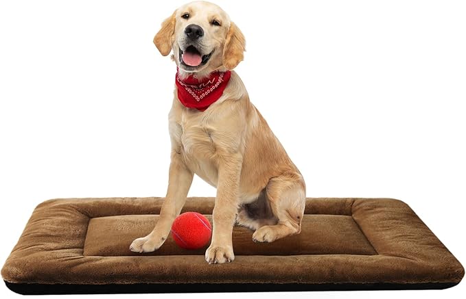 Dog Crate Pad Washable Dog Bed for Crate Medium Cozy Mat 36-Inch Brown | Ultra Soft Kennel Pad,Anti-Slip Bottom,Fits for Most Metal Crates,Comfortable Sleeping Pet Mat