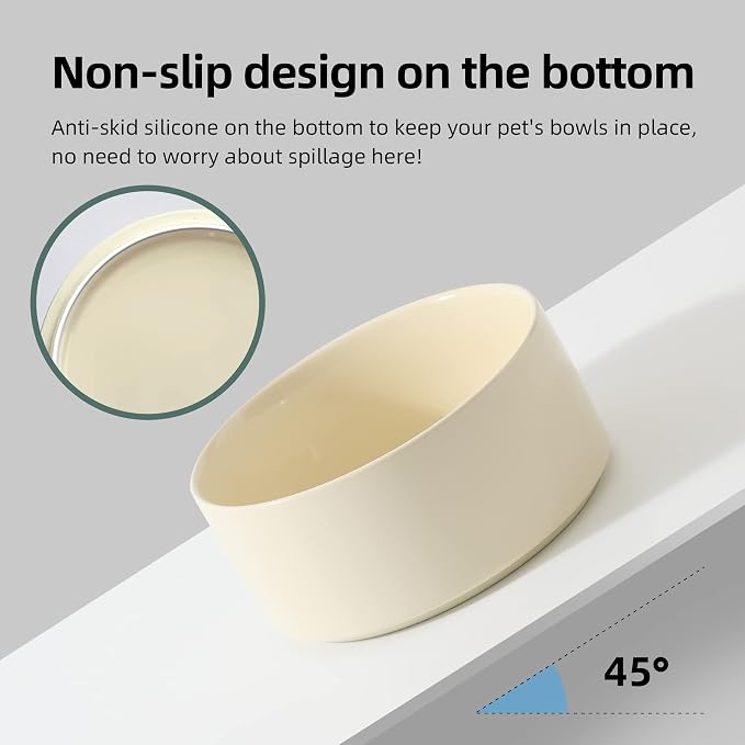 Havniva Elevated Dog Bowls Ceramic Dog Bowls with Stand, Dog Food Bowl | 5.1” Raised Dog Bowls with Non-Slip Wood Stand, Dog Food and Water Bowl Set, Double Dog Feeding Bowls for Small Dogs