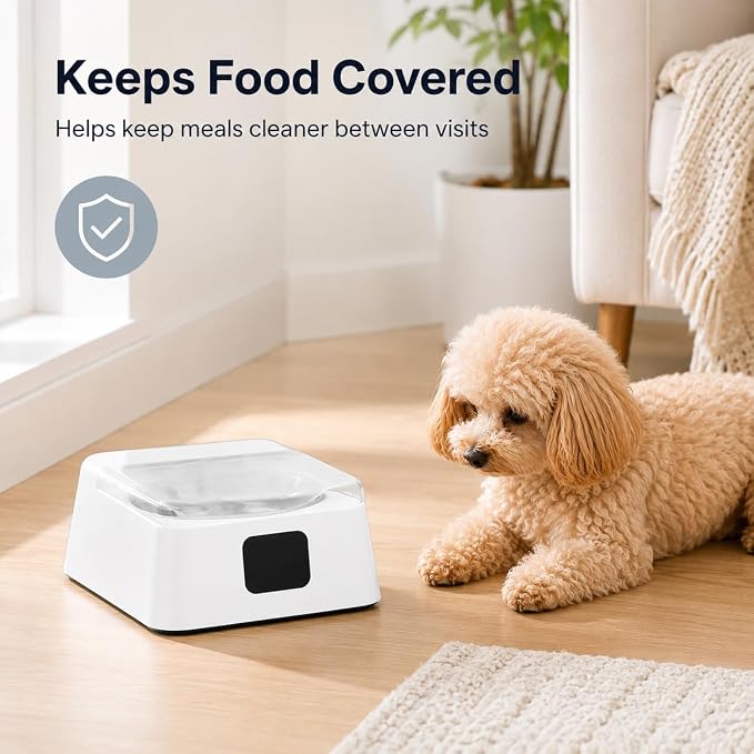 Open Lid Pet Feeder, Automatic Cat Feeder with Infrared Sensor Cover, Removable Bowl Battery Powered Intelligent Automatic Opening Lid Dog Feeder, Pet Food Dispenser for Cats and Dogs