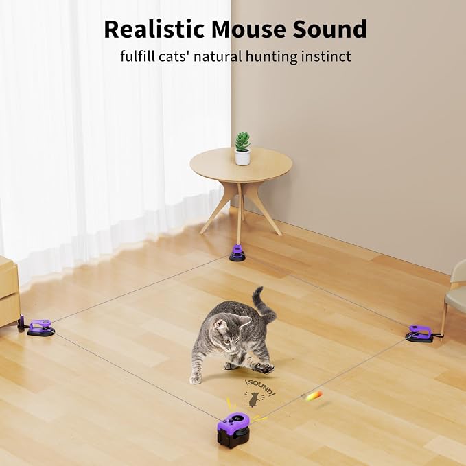 AsFrost Interactive Cat Toy for Indoor Cats Chase/Run/Hunt/Exercise-Purple | Self Play/Remote Control Funny Cat Toy, Gifts for Cat Lovers, Kitty's Weight Loss and Health