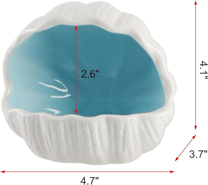 AnRui Cute Betta Fish Tank Decor Ceramic Conch Shell-Shaped House Thematic Hideout Cave for Fish Playing or Hiding Underwater World Aquarium Background Pearl Ornament, Blue