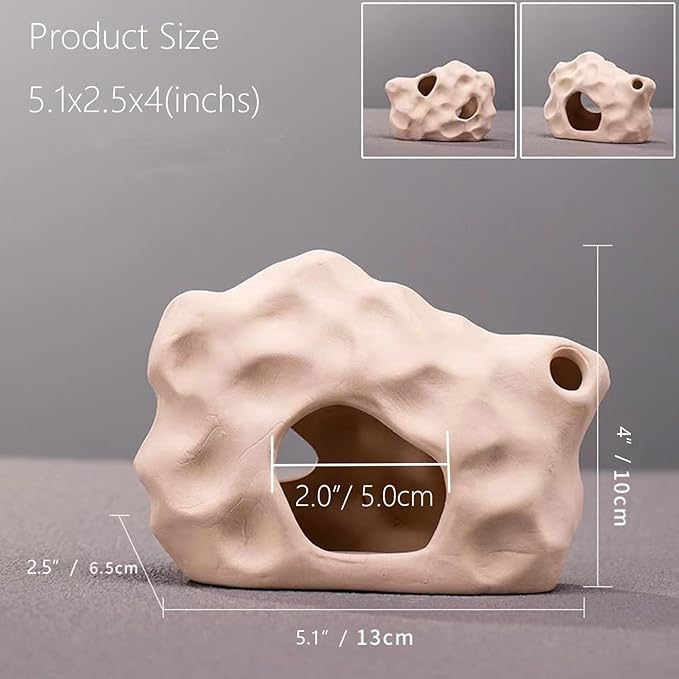 SpringSmart Aquarium Decor Rock Cave for Fish Shrimp Turtle Crab, Betta Fish Tank Decorations Ceramic Hiding Stone, Fish Bowl Landscape Rock