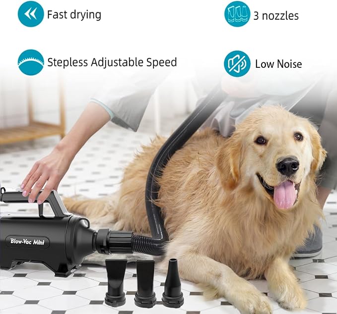 Dog Dryer High Velocity Pet Dog Grooming Force Hair Dryer/Blower | High velocity force blower dryer for professional dog pet grooming,black sherbao SMD-06P