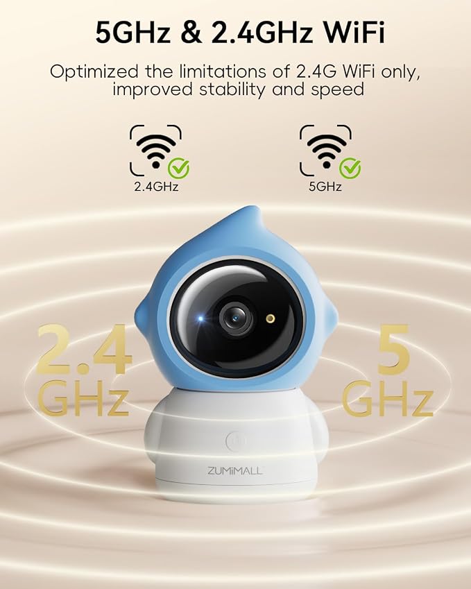ZUMIMALL Pet Camera with Laser Toy, 2K WiFi Dog Cat Camera with Phone App | Features auto tracking, AI/PIR smart pet detection, 2-way talk, privacy protection, 2k camera with laser, Supports Alexa