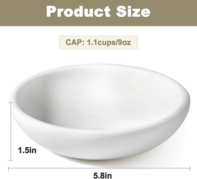 White Cat Bowl, Marble Food and Water Bowl for Cat and Small Dog, Heavyweight 1.5lb Non-Tip Pet Food Dish with Slip-Proof Pad, Premium Stone Feeder for Elegant Home Decor