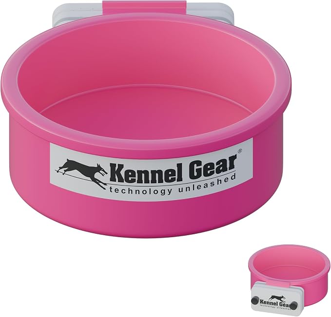 Dog Crate Water Bowl No Spill, 20oz Food-Grade Polypropylene Feeder (Pink) | Secure Crate Mount with Covered Parts, Travel-Ready, Easy-To-Clean Design for Home, Crate Training and Travel