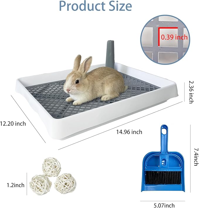 kathson Rabbit Litter Box, Bunny Potty Trainer Tray Guinea Pig Litter Box with Grid, Small Animal Toilet for Bunny Guinea Pigs Ferret Chinchilla Cats
