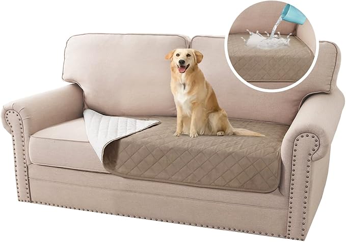 H.VERSAILTEX Couch Cover for Dogs Washable 100% Waterproof Sofa Cushion Cover Dog Bed Cover Non-Slip Pet Blanket for Sofa Cushion Protector, 35" x 62", Khaki