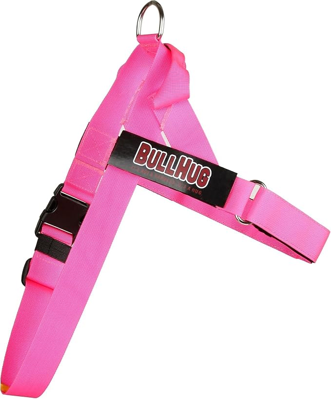 Adjustable Dog Harness– No Pull, No Choke – for English Bulldogs, French Bulldogs, Pugs & Broad-Chested Breeds – Easy, Safe Walks (NEON Pink, Medium)