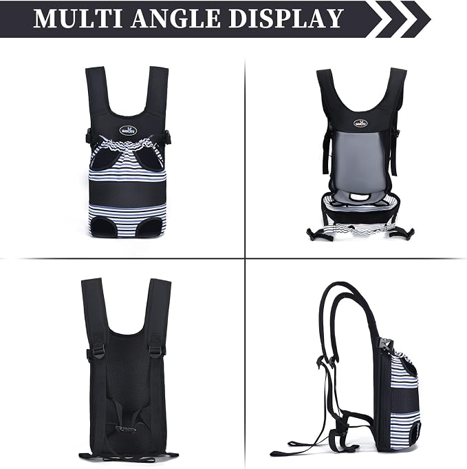 Wakytu Pet Carrier Backpack, Pet Front Dog Carrier Backpacks, Adjustable Pet Front Cat Dog Carrier Backpack Travel Bag, Legs Out, Easy-Fit for Traveling Hiking Camping for Small Cats Dogs
