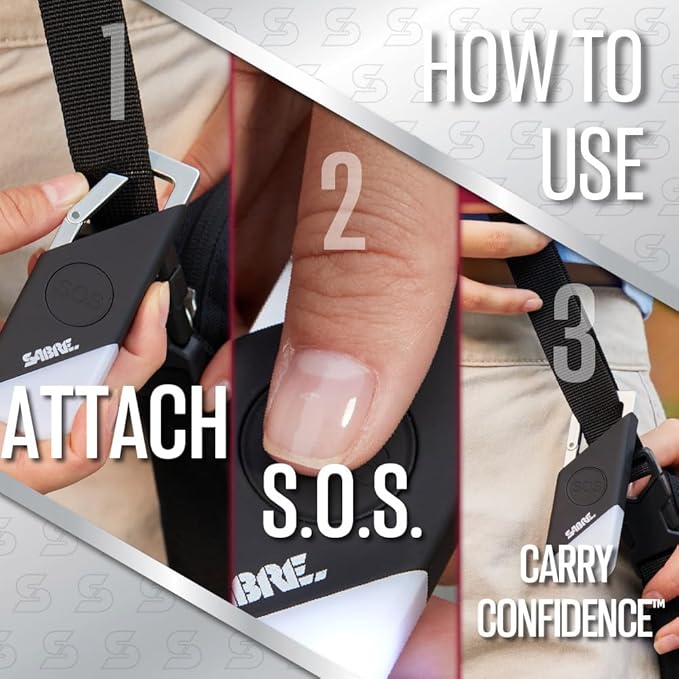 Sabre Pepper Spray - Quick Release Keychain for Easy Carry & Fast Access, Max Police Strength Self Defense OC Spray with UV Dye, 10 Sec. Spray Time, Finger Grip - Faster Aim, 0.54 fl oz,Secure Safety