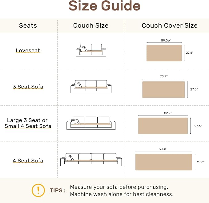 Couch Cover for Dogs, Washable Non Slip Sofa Covers for 3 Cushion Couch Pet Friendly Fuzzy Sofa Protector&Bed Mat for Pets (27.6"x82.7" Light Brown)