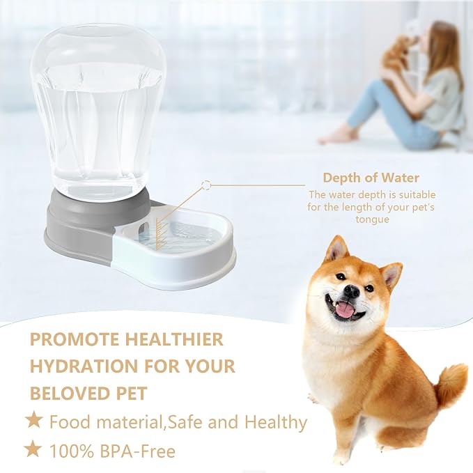 STALTWO 1.6 Gallon Automatic Dog Water Dispenser, Large Capacity Gravity Pet Water Bowl for Multiple Pets, BPA-Free Cat Water Feeder for Large Dogs, Refill Less Often, Grey | Pet Water Dispenser, Large Capacity Water Feeder for Cats and Dogs, Refill Le...
