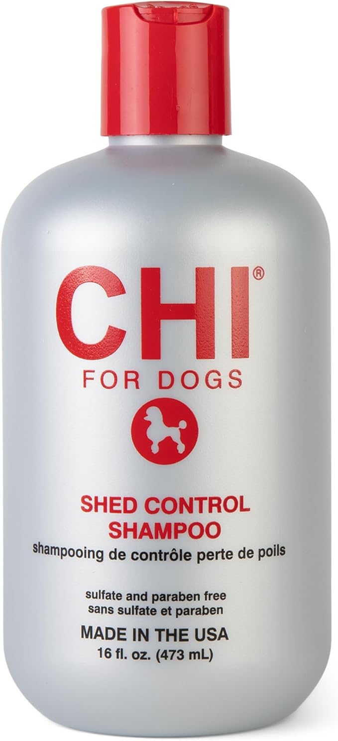 CHI for Dogs Shed Control Shampoo with Omega Fatty Acids and Silk Protein, Dog Shampoo to Reduce Shedding, pH Balanced, Sulfate and Paraben Free, Dogs 8 Weeks+, Made in the USA, 16 Fl Oz