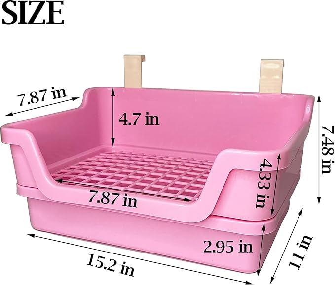 kathson Extra Large Rabbit Litter Box Trainer Rabbit Toilet Small Animal Potty Bunny Litter Pan Box for Adult Guinea Pig Rats Chinchilla Ferret Galesaur (Pink)