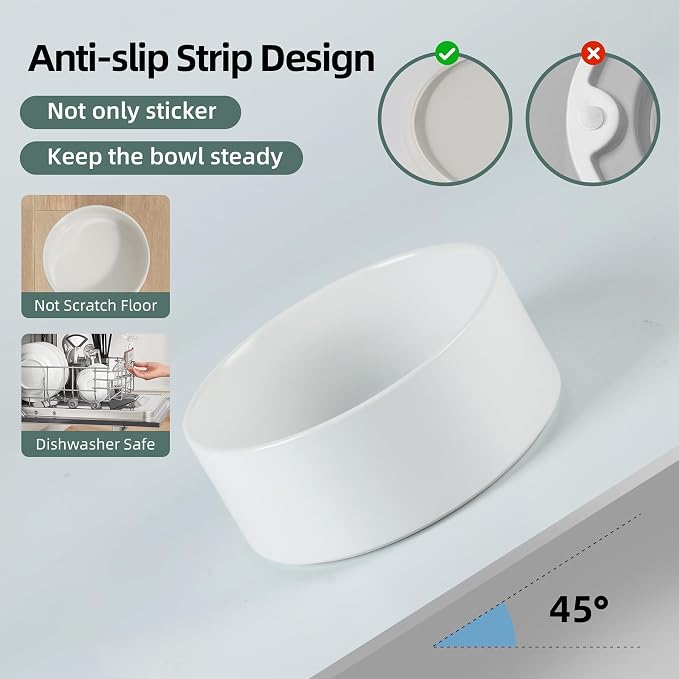 Havniva Ceramic Dog Bowls, 5.1” Dog Food and Water Bowl Set of 2 | Dog Food Bowl for Small Dogs, Food-Grade Ceramic, Dog Water Bowl with Non-Slip Rubber Base, Large Capacity, Dishwasher Safe