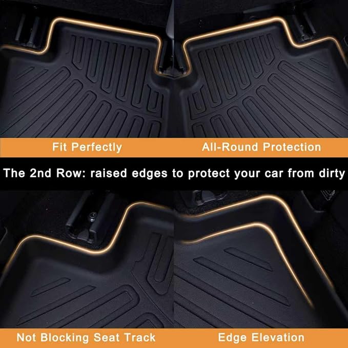 Floor Mats for 2025 2026 Volkswagen Tiguan & Cargo Mat,TPE All Weather Protection Car 1st & 2nd Row Floor Liners with Trunk Mat Accessories