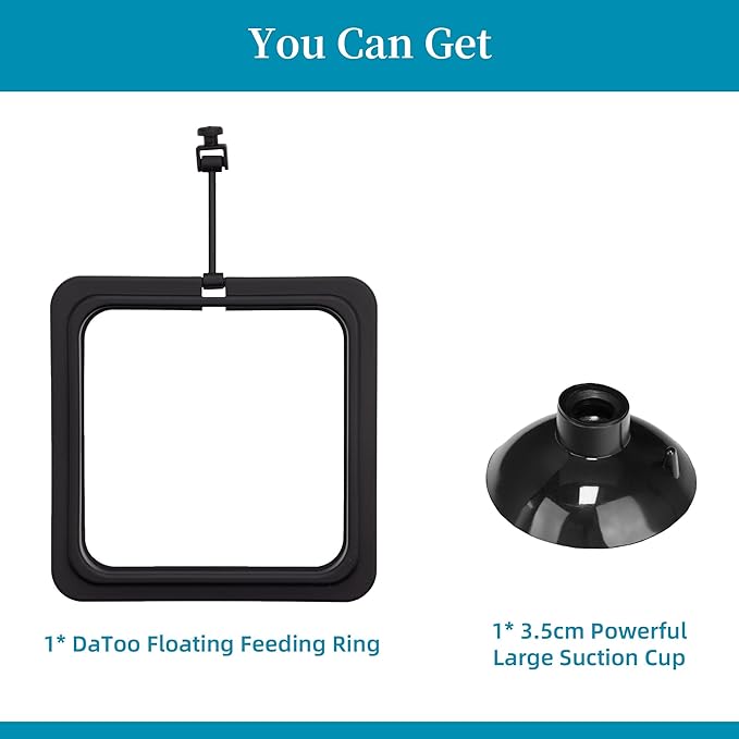 DaToo Fish Feeding Ring Aquarium Square Floating Food Feeder Circle with Strong Suction Cup Fish Tank Feeding Ring for Betta Goldfish Guppy