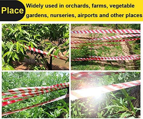 Bird Scare Tape, 2 Pack 1''x260FT Red Spiral Double Sided Repellent Deterrent Reflective Tape for Scaring Birds Away… (Red)