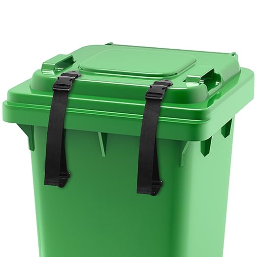 Kakalote 2pcs Adjustable Black Nylon Trash Can Locks, Universal Bear Proof, Easy Installation, Animal Proof, High Compatibility
