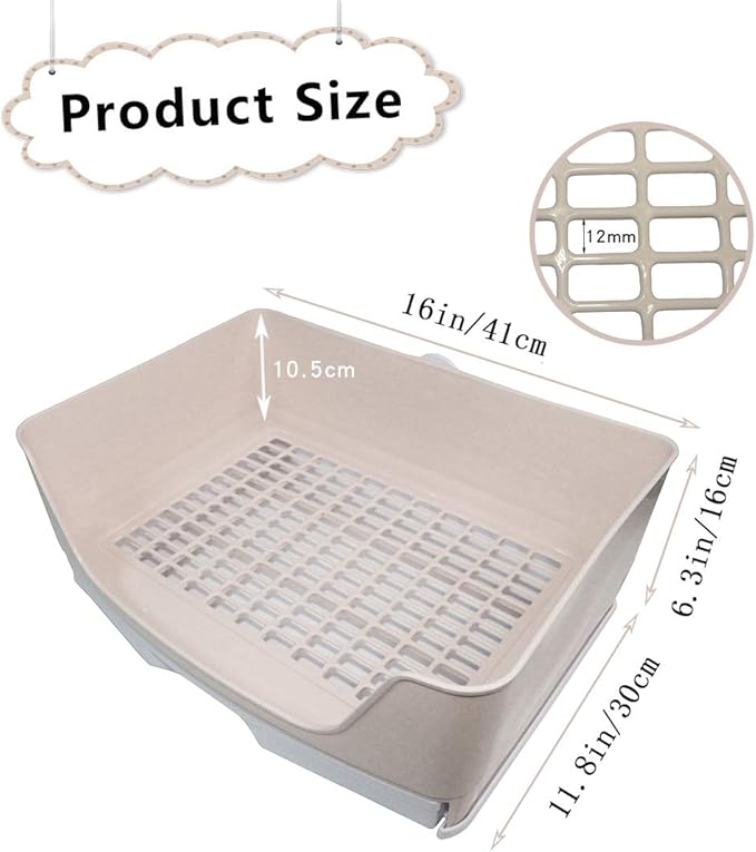 PINVNBY Large Rabbit Litter Box Bigger Pet Litter Pan Trainer with Drawer Corner Toilet Box for Adult Guinea Pigs Chinchilla Ferret Hedgehog Small Animals(Brown)