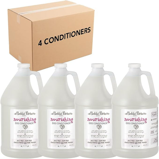 Bobbi Panter Nourishing Dog Conditioner Safflower Oil, Keratin, Shea Butter & Aloe Vera – Detangling Natural Formula for Soft, Smooth & Manageable Coat, 10:1 Concentrate, 1 Gallon (Case of 4)
