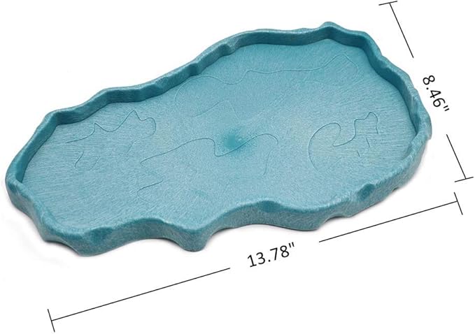 Reptile Food and Water Bowl Dish Reptile Food Dish Large Tortoise Water Bowl for Turtle Lizard Snake Gecko Ball Python (Blue)
