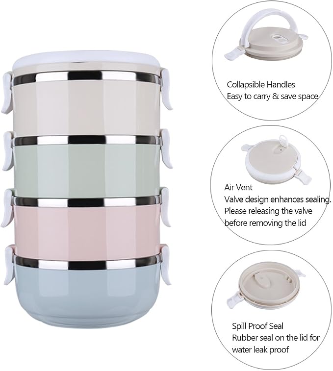 CHICIRIS Travel Dog Bowls, 4-tier portable stainless steel pet food container with handle, for dog and cat feeding, 24oz