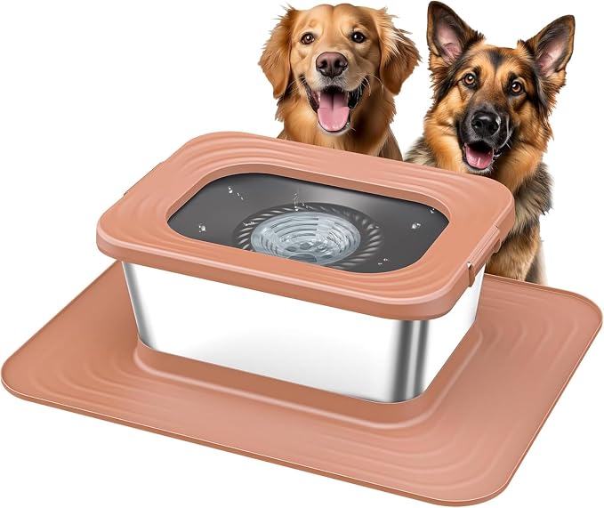 Decflow 10L Stainless Steel Dog Water Bowl, No Spill Anti-Splash Bowls | Slow Drinking for Messy Drinkers, XXl Anti-Skid Silicone Mat,Heavy Duty Pet Bowls for Indoor/Outdoor Use