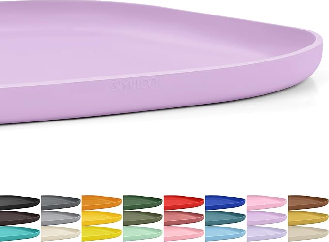 SMILOOL Waterproof Silicone Pet Food Mat with Raised Edge for Dog & Cat | 12" x 12" Non-Slip Small Pet Feeding Mats with Lip for Food & Water Bowl, Food Grade, Easy Cleaning, Lavender
