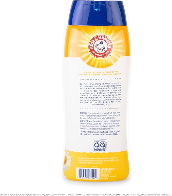 Arm & Hammer for Pets Itch Relief Dog Shampoo with Chamomile and Peppermint, Soothes Dry and Itchy Skin, pH Balanced, Free of Sodium Lauryl Sulfate and Parabens, 20 Fl Oz - 6 Pack