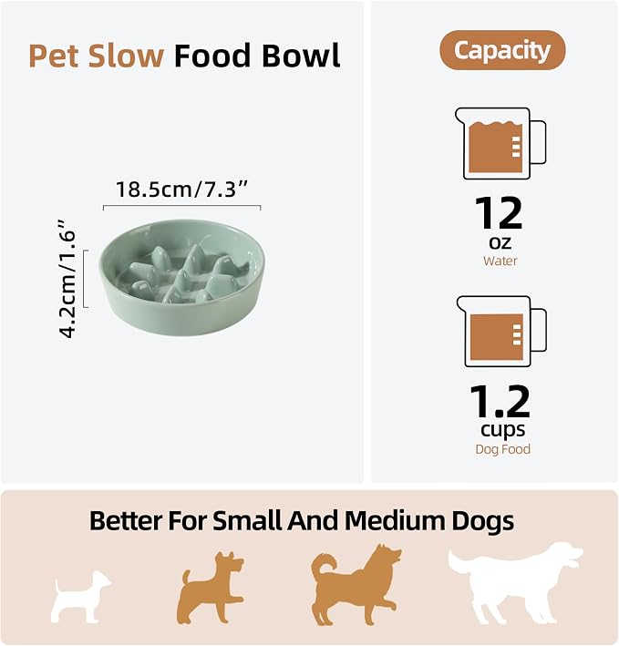 Havniva Dog Bowls Slow Feeder, Ceramic Slow Feeder Dog Bowls for Fast Eater | 1.2 Cups Dog Food Bowl Puzzle Feeder, Slow Feeding Bowls for Small & Medium Breed, Non-Slip Base, Anti-Choking