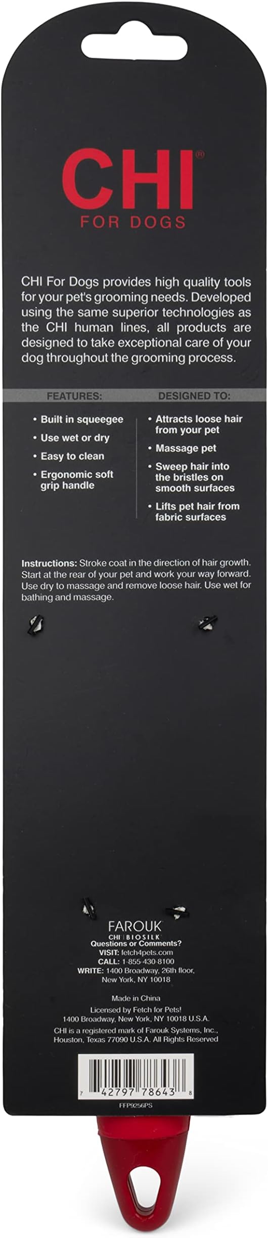 CHI for Dogs Rubber Fur Accumulator Brush, Dog Grooming Tool for Removing Loose Hair and Lint from Coats Furniture Clothing and Car Seats, Flexible Rubber Bristles, Easy Clean Grooming Brush | Flexible rubber bristles, removes loose hair and lint from ...