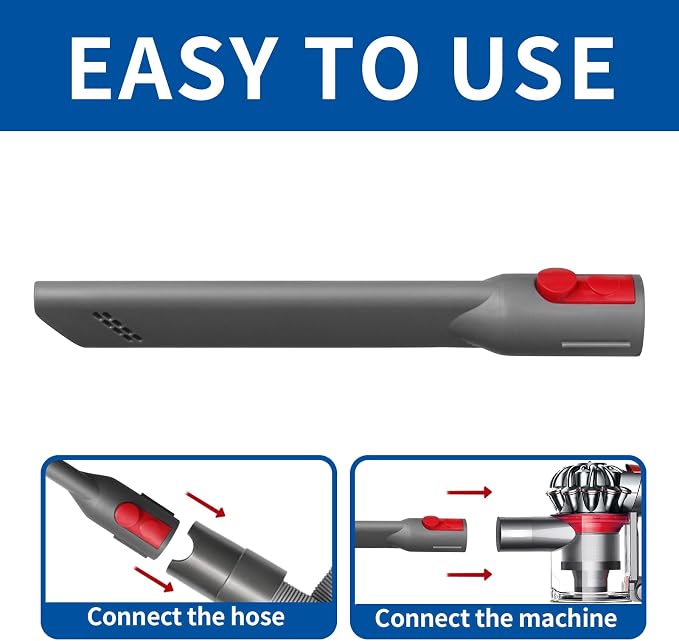 Extension Hose and Crevice Tool Compatible with Dyson V7 V8 V10 V15 Cleaner | Flexible Extension Hose Mattress Tool Stiff Brush Soft Bristle and Flexible Crevice Tool for Home Cleaning