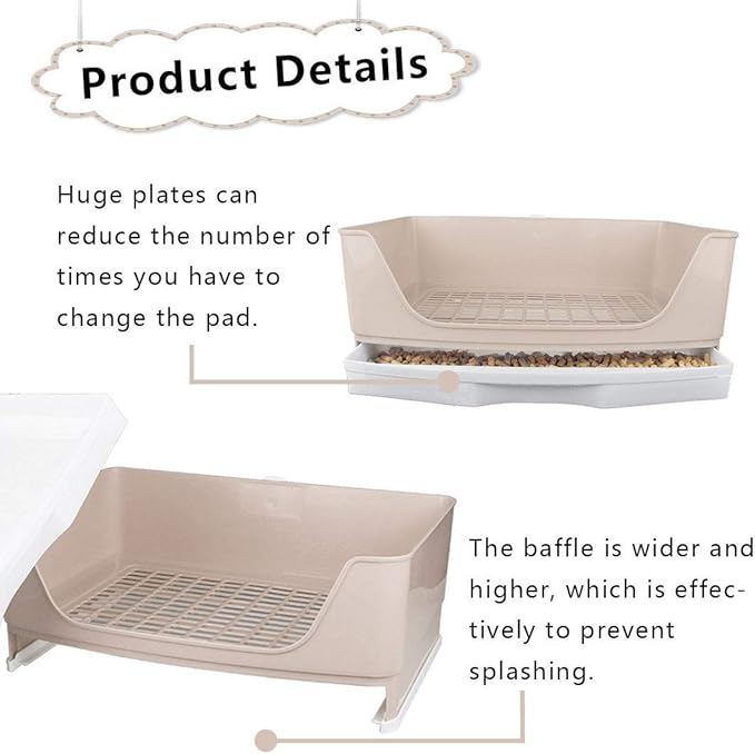 PINVNBY Large Rabbit Litter Box Bigger Pet Litter Pan Trainer with Drawer Corner Toilet Box for Adult Guinea Pigs Chinchilla Ferret Hedgehog Small Animals(Brown)