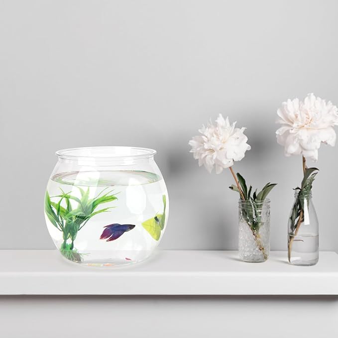 1 Gallon PET Aquaponic Fish Tank, Fish Bowl Aquaponic Betta Fish Tank Clear Aquarium for Betta Fish Reptiles Succulents Flower Vase Betta Fish Centerpiece Present for Home Office Desktop Decors