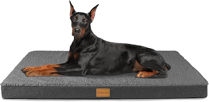 Patas Lague Orthopedic Large Dog Bed Pet Sofa Mat 56''X40'' Dark Grey | Egg-Crate Foam Dog Couch For Large Sized Dogs, Waterproof Removable Washable Cover, Soft Pet Crate Bed With Nonskid Bottom