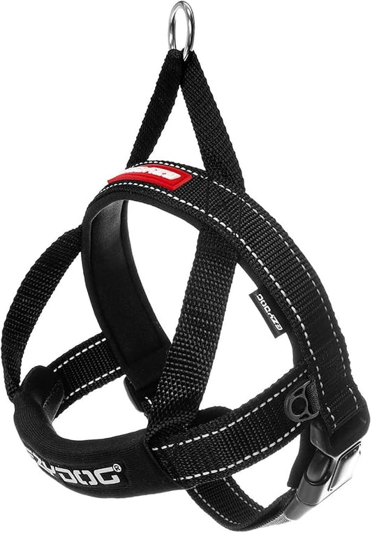 EzyDog Quick Fit Dog Harness, Soft Neoprene Padding - Large, Black | Fast One-Click Buckle, Adjustable Fit, Strong Reinforced Materials, Reflective Stitching, No Pull Dog Harness, Easy Walking