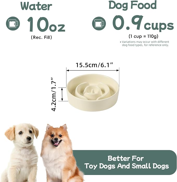 Havniva Dog Bowls Slow Feeder, Ceramic Slow Feeder Dog Bowls for Fast Eater | 0.9 Cups Dog Food Bowl Puzzle Feeder, Slow Feeding Bowls for Small Breed, Non-Slip Base, Anti-Choking