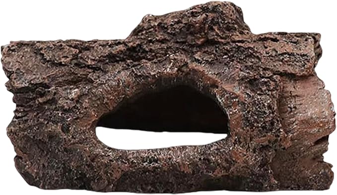 Aquarium Fish Tank Decorations,Resin Hollow Tree Trunk Ornament Bettas Fish Decor Aquarium Hideout for Shrimp Reptile and Turtle(Color:Brown)