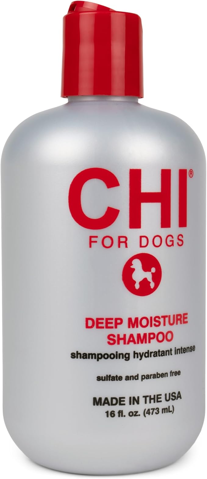 CHI for Dogs Deep Moisture Shampoo, pH Balanced Hydrating Dog Shampoo for Dry Skin, Sulfate and Paraben Free, Ionic Technology for Soft Shiny Coat, Dogs and Puppies 8 Weeks+, Made in the USA, 16 Fl Oz