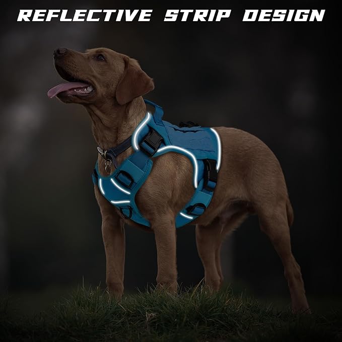 WINGOIN Blue Tactical Dog Harness for Large Dogs,No Pull Dog Harness | with Handle,Adjustable Reflective,Military K9 Style,Big Size Dog Vest,for German Shepherd,for Walking Training Hunting