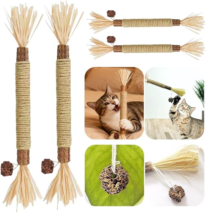 10 Pcs Puriq Natural Silvervine Dental Sticks,Silvervine Sticks for Cats, Interactive Cat Chew Stick for Teeth Cleaning, Scratch & Bite Resistant, for Indoor Kitty Fresh Breath