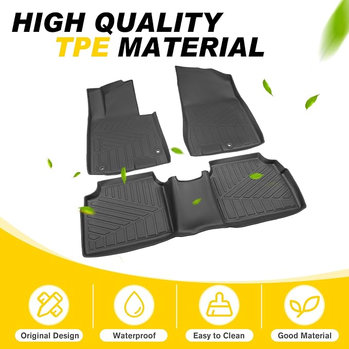 Floor Mats for 2021-2026 Kia K5(Only Fit FWD) / 2020-2026 Hyundai Sonata (Only Fit FWD & Gas) All Weather TPE Protector 1st & 2nd Row Floor Liners Car Accessories