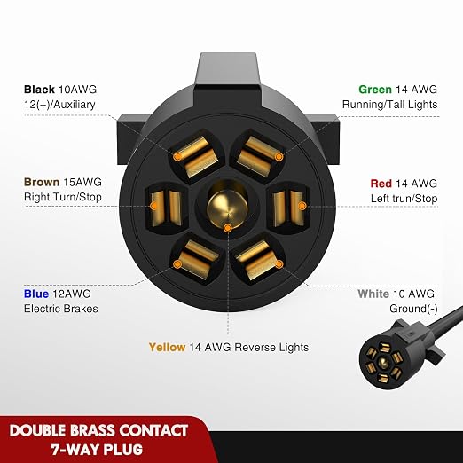 Nilight Heavy Duty 7 Way Inline Trailer Plug with 7 Gang Junction Box | Weatherproof 16 Feet Connector Cable Wiring Extension Harness Suitable for RV Automotives Cars