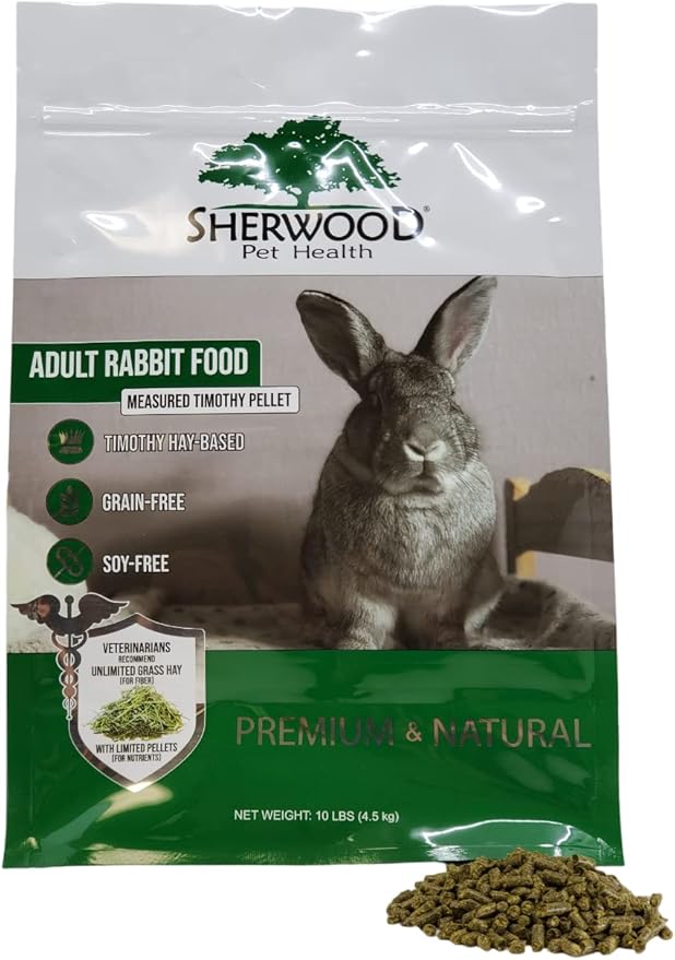 Sherwood Pet Health Adult Rabbit Food Timothy Hay Pellet 10 lbs. Hay-Based, Grain-Free, Soy-Free for Better Digestion