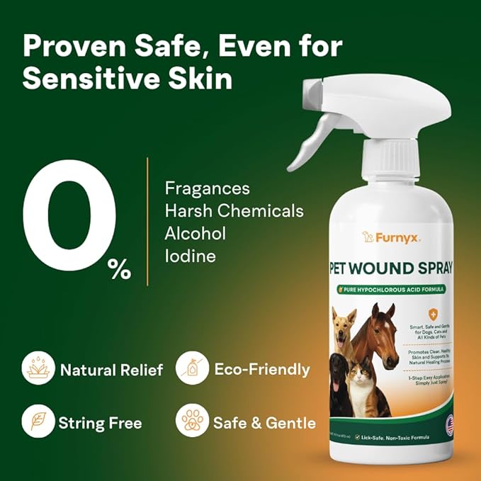Sting-Free Wound & Skin Care Spray for Dogs, Cats & Pets | Vet-Grade Repair Mist for Cuts, Hot Spots, Rashes, Burns & Itch Relief | Non-Toxic, No Alcohol, Lick-Safe, No Residue (4 fl oz)